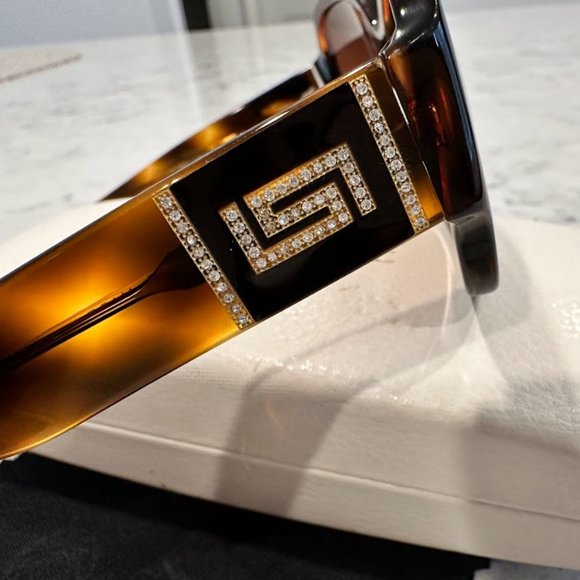 Versace Designer Brown Tortoiseshell and Bling Sunglasses main image 6